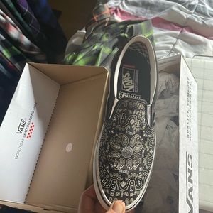 Vans baker black bandanna slip ons